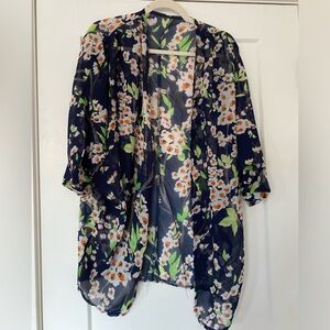 Floral sheer summer kimono cover up
